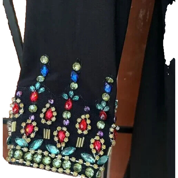 NWT MAC DUGGAL 12231 Beaded Cuff Drop Shoulder Long Sleeve Gown Dress Black‎ - Picture 4 of 6